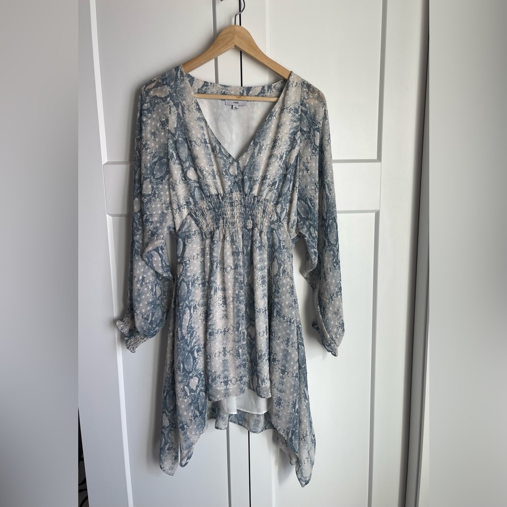 Blue + white snake skin dress